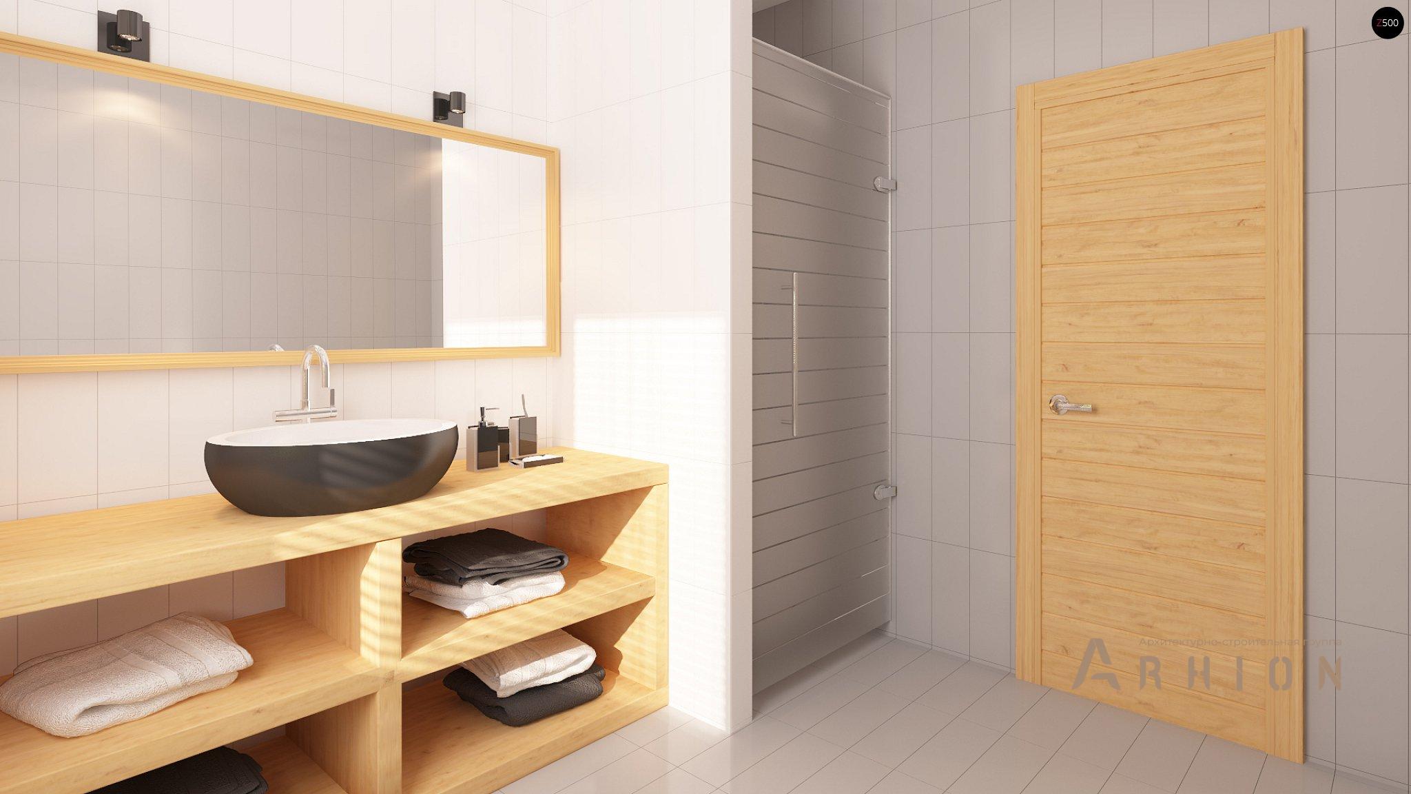 11. Проект одноэтажного дома в современном стиле с четырехскатной, Z10 k, площадью - 134 кв c терассой, эркером